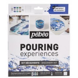 Pebeo Pouring, 4 x 59ml + SILICONE OIL 1 x 50ml + 1 canvas, 6 Piece Set, Discovery Kit 